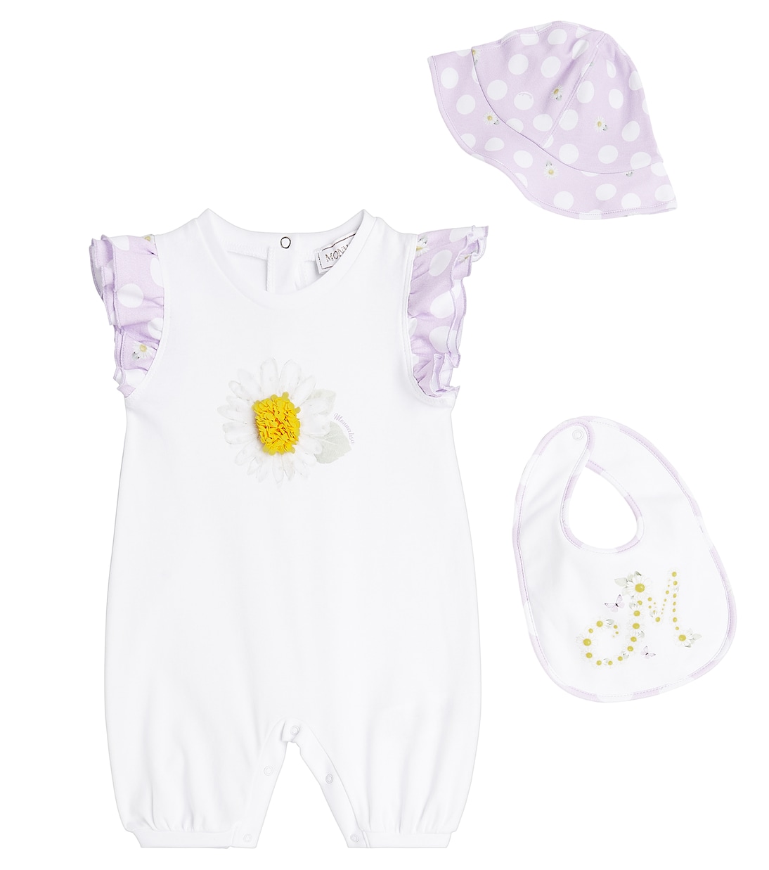 Комплект из детского комбинезона, нагрудника и панамы Monnalisa, Bianco+Glicine
Комплект из детского комбинезона, нагрудника и панамы Monnalisa, Bianco+Glicine