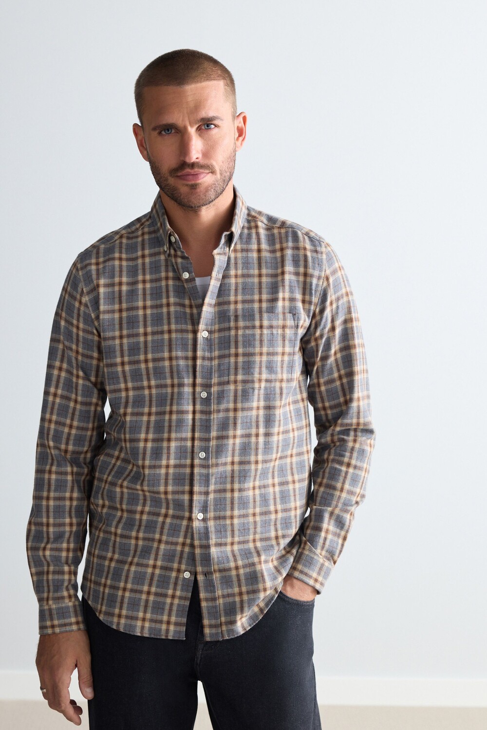 Фирменная рубашка в клетку с длинными рукавами Next, серый
Фирменная рубашка в клетку с длинными рукавами Next, серый