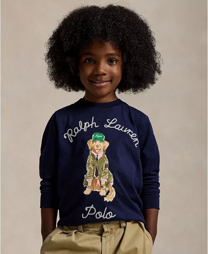 Детская хлопковая футболка с длинными рукавами и принтом собаки Polo Ralph Lauren, синий
Детская хлопковая футболка с длинными рукавами и принтом собаки Polo Ralph Lauren, синий