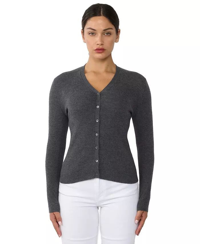 Женский кардиган-свитер из 100% кашемира с V-образным вырезом | Кашемировые свитера с рубчатой фактурой JENNIE LIU, серый
Женский кардиган-свитер из 100% кашемира с V-образным вырезом | Кашемировые свитера с рубчатой фактурой JENNIE LIU, серый