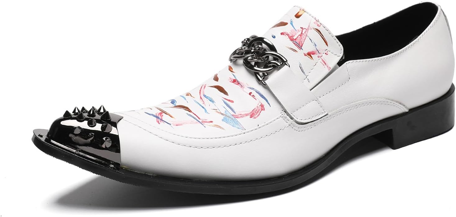 Мужские кожаные слипоны-лоферы, модное сочетание цветов с металлическим носком, повседневные и вечерние туфли для танцев, оксфорды Chuumee, 1
Мужские кожаные слипоны-лоферы, модное сочетание цветов с металлическим носком, повседневные и вечерние туфли для танцев, оксфорды Chuumee, 1