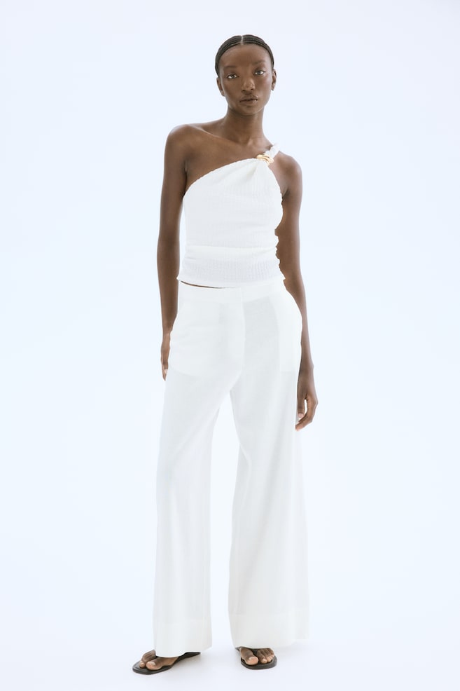 Широкие брюки из льняной смеси H&M, белый
Широкие брюки из льняной смеси H&M, белый