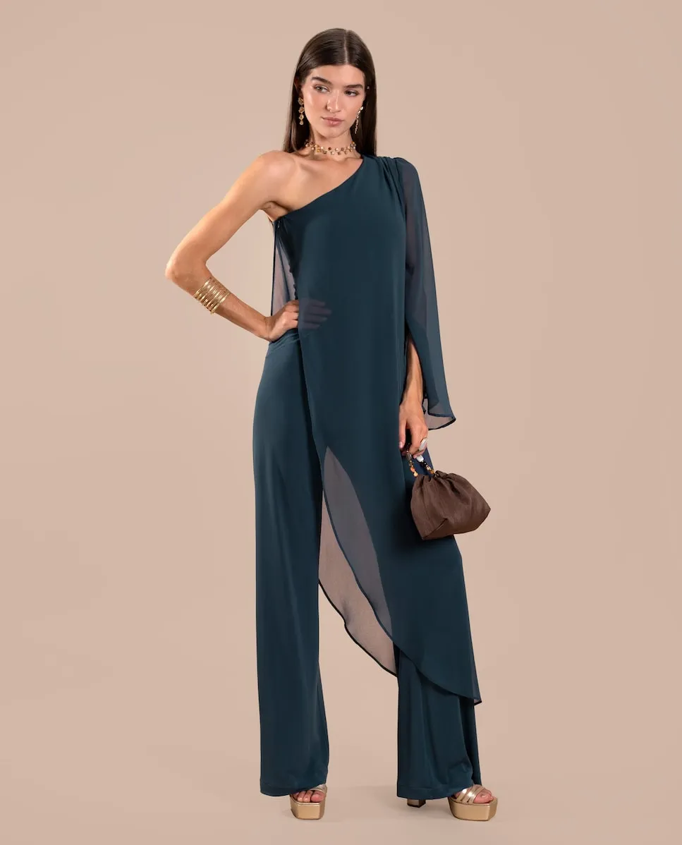 Женский длинный комбинезон с асимметричным декольте и накидкой The-Are, синий
Женский длинный комбинезон с асимметричным декольте и накидкой The-Are, синий