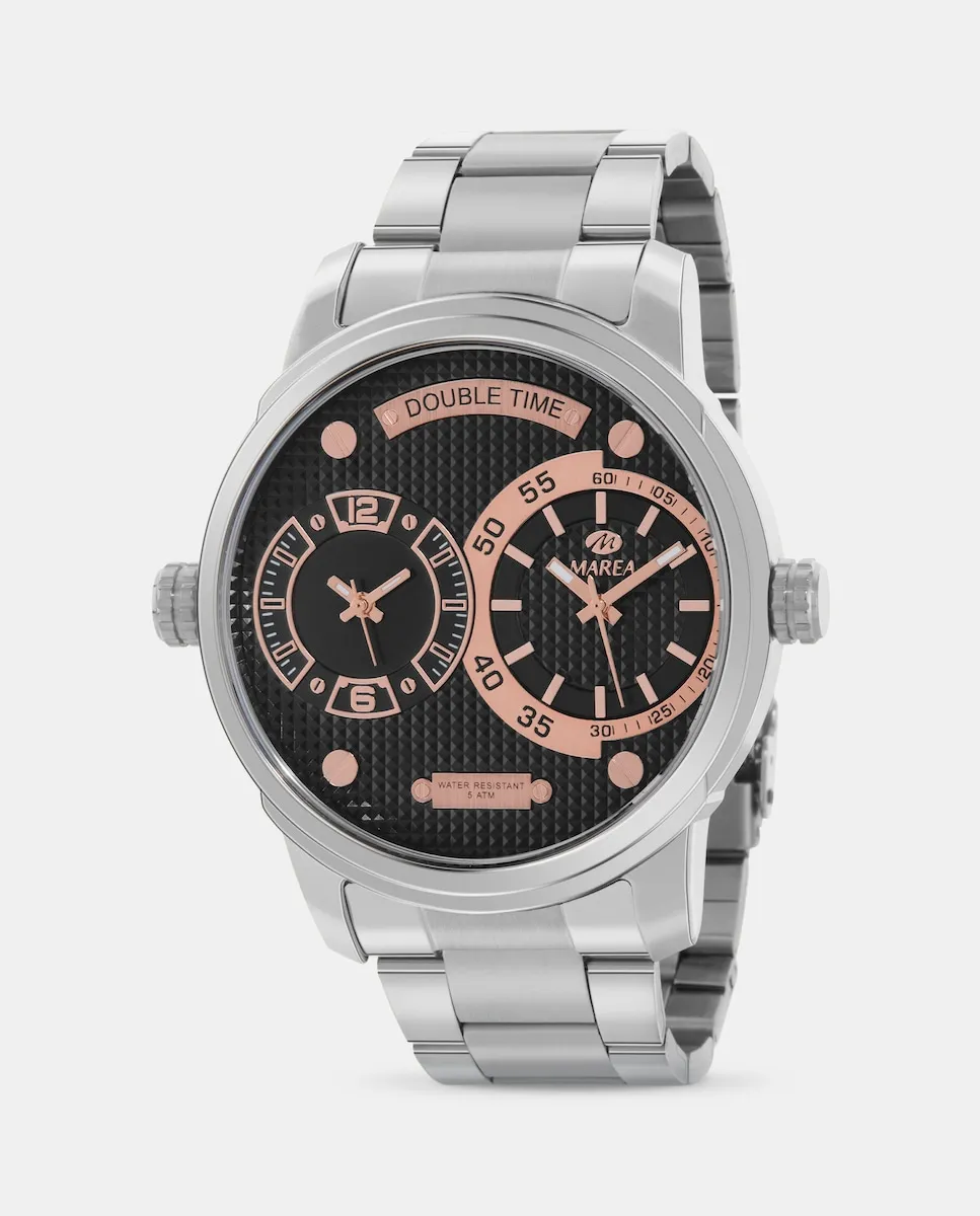 B54219/6 мужские часы с функцией второго часового пояса Стальной ремешок и черный циферблат Marea, серебряный
B54219/6 мужские часы с функцией второго часового пояса Стальной ремешок и черный циферблат Marea, серебряный