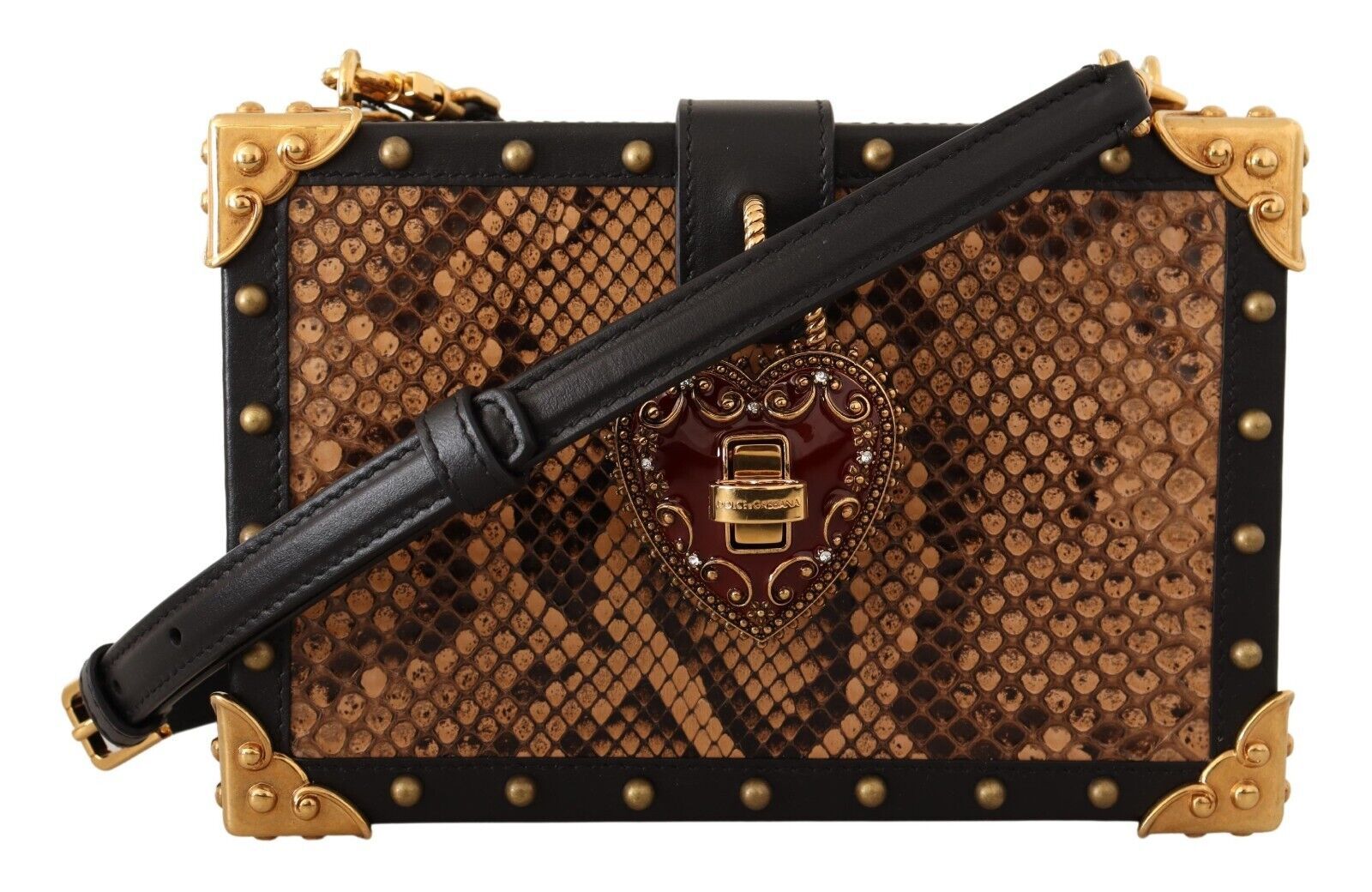 Изысканный черный клатч-коробка из кожи питона с замком-сердечком Dolce & Gabbana
Изысканный черный клатч-коробка из кожи питона с замком-сердечком Dolce & Gabbana