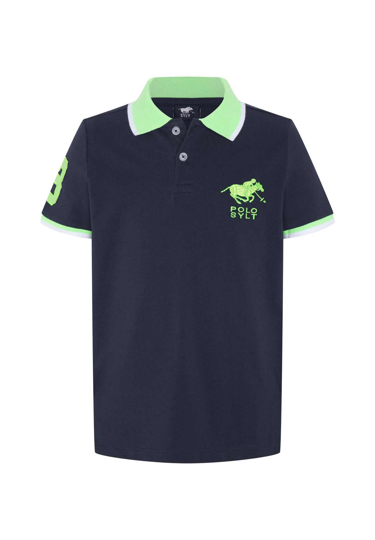 Рубашка-поло с вышивкой логотипа и контрастными акцентами POLO SYLT, цвет 19-4010 Total Eclipse
Рубашка-поло с вышивкой логотипа и контрастными акцентами POLO SYLT, цвет 19-4010 Total Eclipse