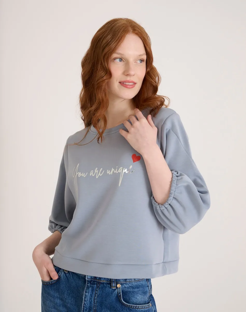 Женская толстовка с круглым вырезом и надписью спереди Naf Naf, голубой
Женская толстовка с круглым вырезом и надписью спереди Naf Naf, голубой