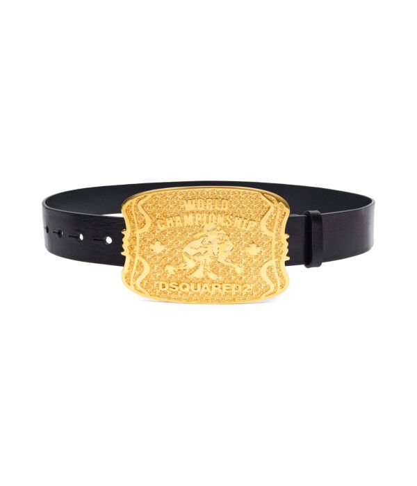 Ремень кожаный Dsquared2 с золотой пряжкой, черный
Ремень кожаный Dsquared2 с золотой пряжкой, черный