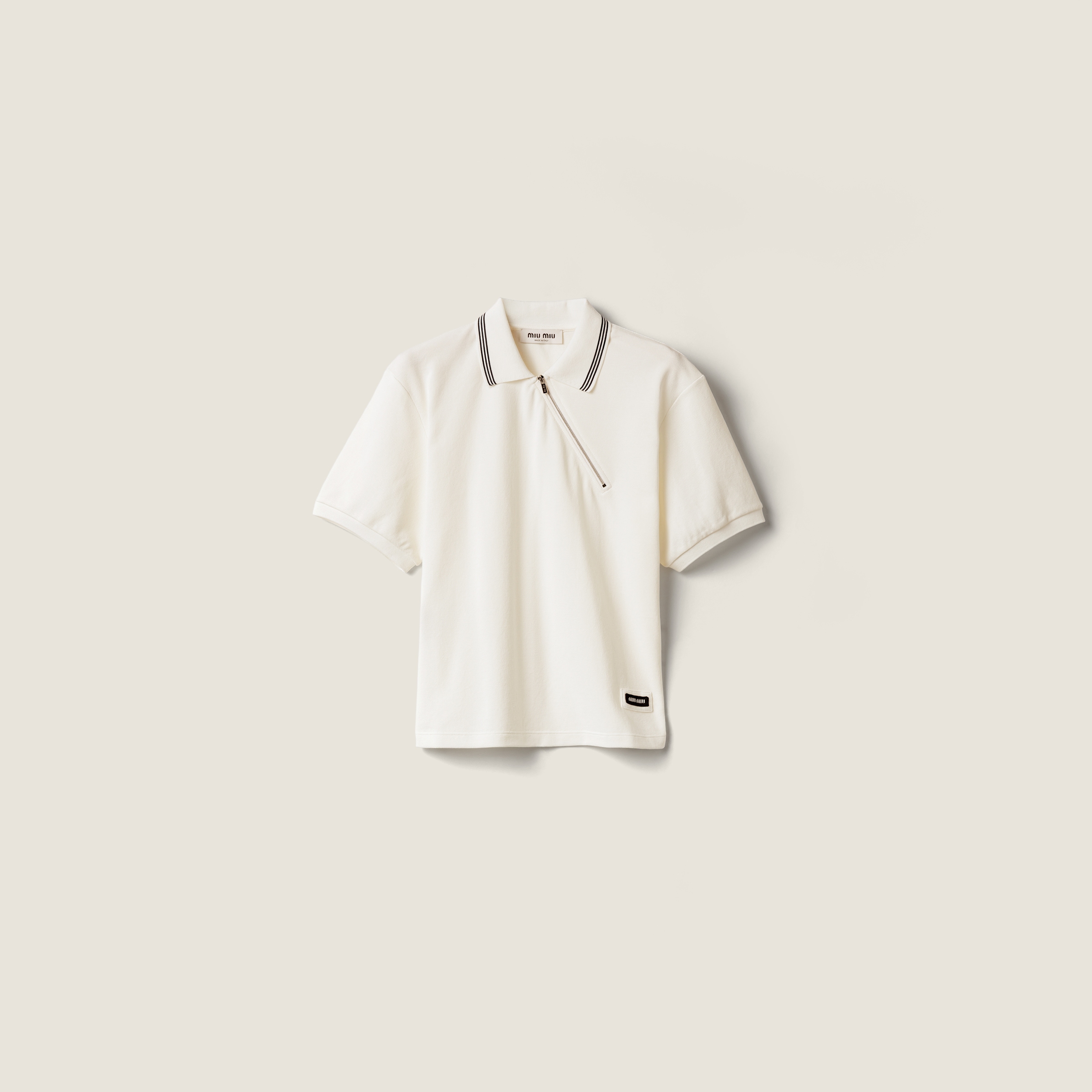 Поло на молнии из хлопкового пике MIU MIU, белый
Поло на молнии из хлопкового пике MIU MIU, белый