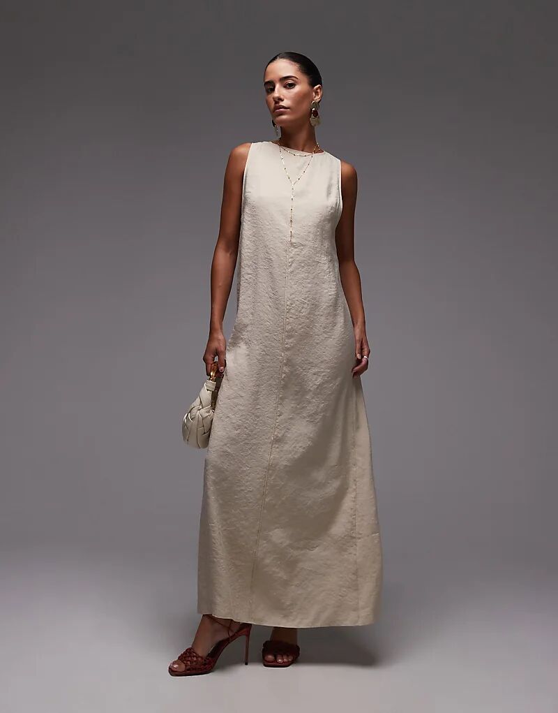 Платье миди из купро Topshop с высоким воротом и открытой спиной в цвете пахты
Платье миди из купро Topshop с высоким воротом и открытой спиной в цвете пахты