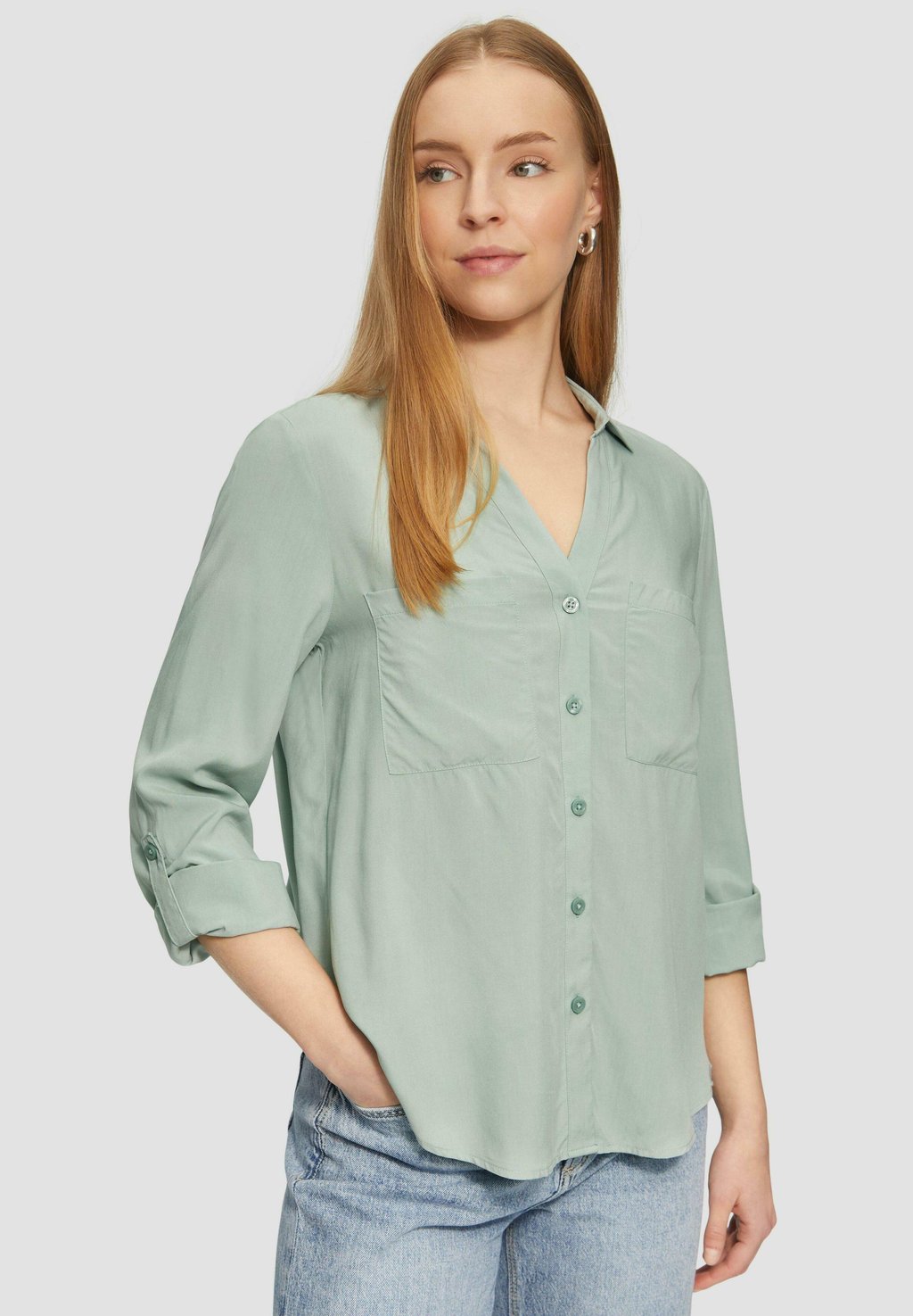 Блузка на пуговицах QS, зеленый
Блузка на пуговицах QS, зеленый