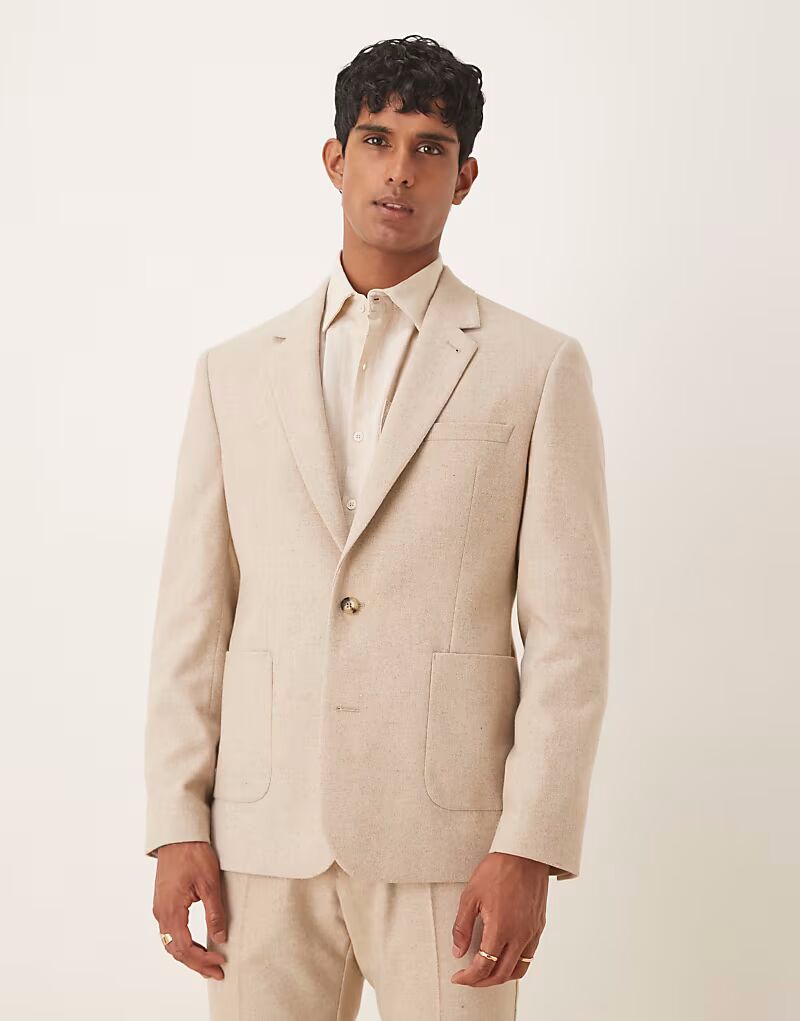 Тонкий пиджак из шерсти Asos Design, серо-бежевый
Тонкий пиджак из шерсти Asos Design, серо-бежевый