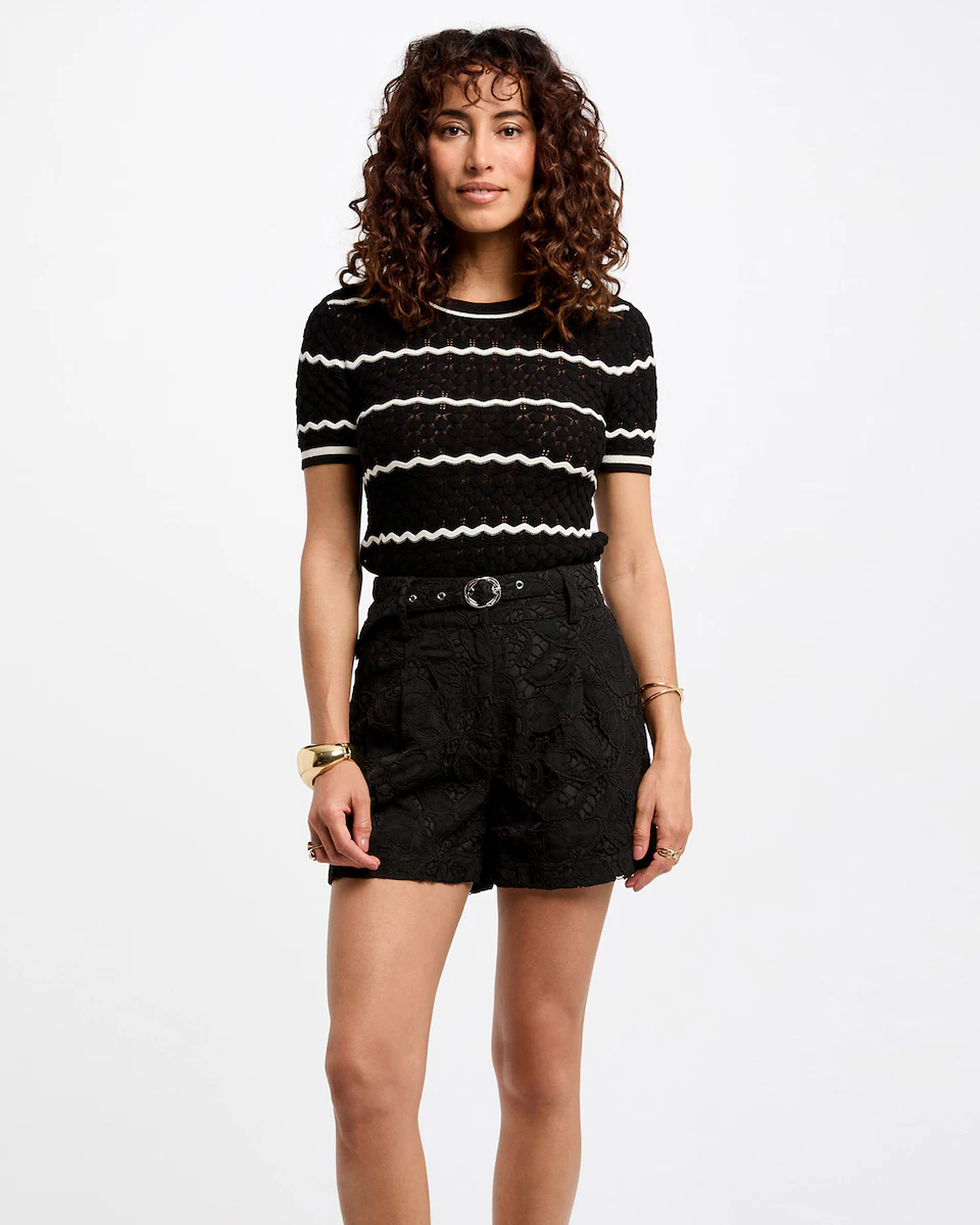 Женский джемпер с коротким рукавом в полоску Morgan, черный
Женский джемпер с коротким рукавом в полоску Morgan, черный