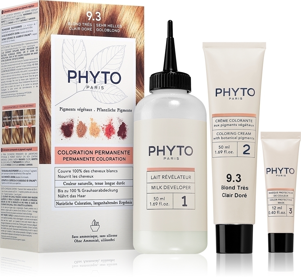 Цветная краска для волос без аммиака Phyto, atspalvis 9.3 very light golden blonde
Цветная краска для волос без аммиака Phyto, atspalvis 9.3 very light golden blonde