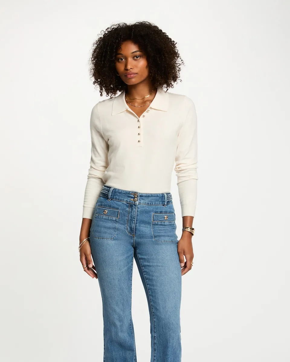 Женский джемпер с воротником типа поло Morgan, белый
Женский джемпер с воротником типа поло Morgan, белый