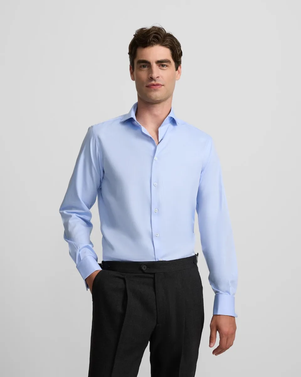 Мужская рубашка в елочку с двойными манжетами Silbon, светло-голубой 
Мужская рубашка в елочку с двойными манжетами Silbon, светло-голубой