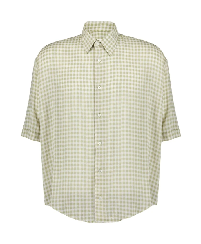 Зеленая клетчатая рубашка, непринужденная элегантность Ami Paris, белый
Зеленая клетчатая рубашка, непринужденная элегантность Ami Paris, белый