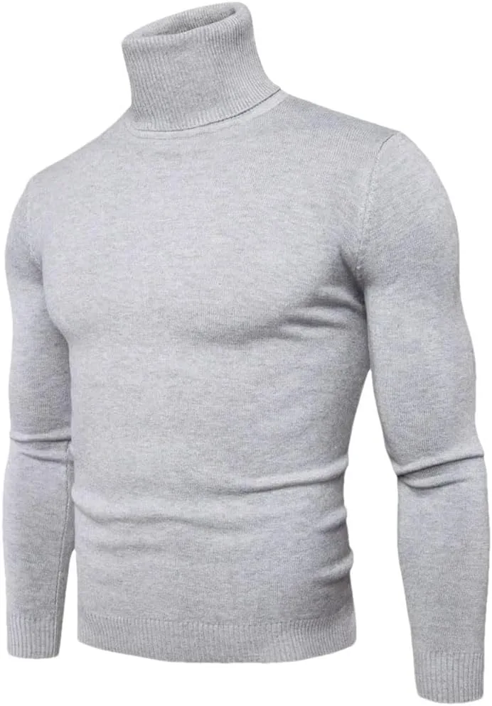 Мужской однотонный вязаный свитер с высоким воротником
Мужской однотонный вязаный свитер с высоким воротником