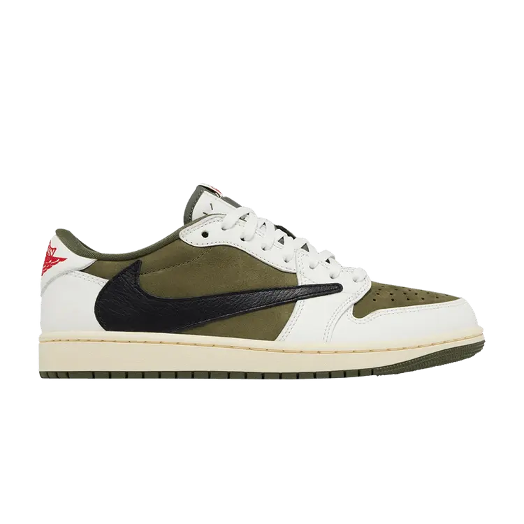Кроссовки Air Jordan Travis Scott x Air Jordan 1 Retro Low OG SP 'Reverse Olive / Medium Olive' Sample, зеленый 
Кроссовки Air Jordan Travis Scott x Air Jordan 1 Retro Low OG SP 'Reverse Olive / Medium Olive' Sample, зеленый