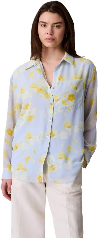 Женская классическая рубашка на пуговицах с принтом Calvin Klein, Halogen Blue
Женская классическая рубашка на пуговицах с принтом Calvin Klein, Halogen Blue