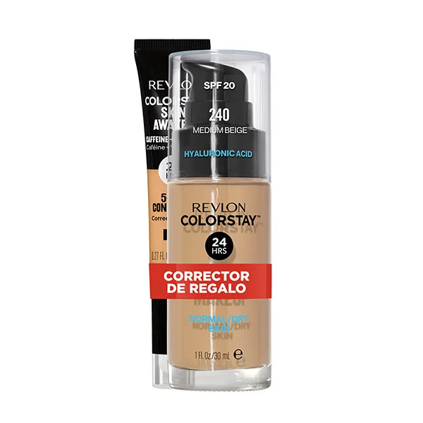 База под макияж для нормальной/сухой кожи + консилер в подарок Colorstay Makeup Piel Normal/Seca + Regalo Skin Awaken Revlon, цвет medium beige +
База под макияж для нормальной/сухой кожи + консилер в подарок Colorstay Makeup Piel Normal/Seca + Regalo Skin Awaken Revlon, цвет medium beige +