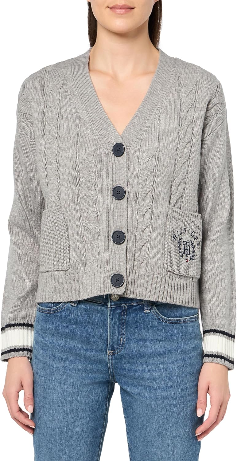Женский свободный кардиган Tommy Hilfiger Varsity Cable Cardigan, Medium Grey Heather Multi
Женский свободный кардиган Tommy Hilfiger Varsity Cable Cardigan, Medium Grey Heather Multi