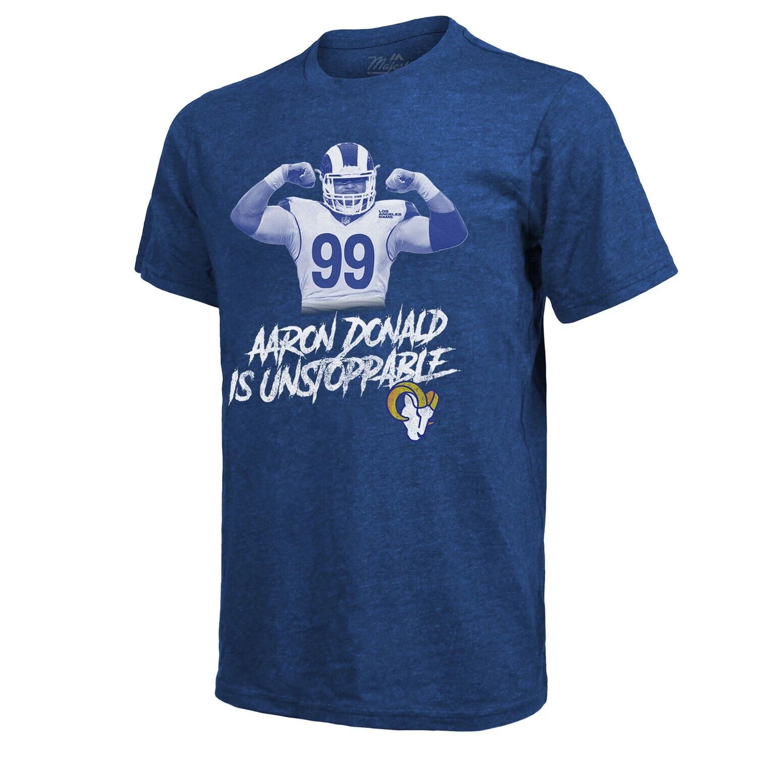 Мужская футболка Aaron Donald Royal Los Angeles Rams Tri-Blend Player Majestic 
Мужская футболка Aaron Donald Royal Los Angeles Rams Tri-Blend Player Majestic
