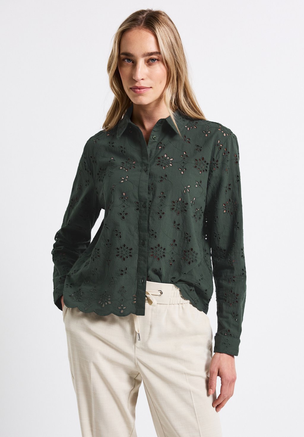 Блузка на пуговицах Street One, зеленый 
Блузка на пуговицах Street One, зеленый