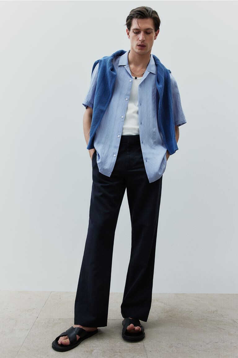 Повседневная рубашка прямого кроя со структурой H&M, синий
Повседневная рубашка прямого кроя со структурой H&M, синий