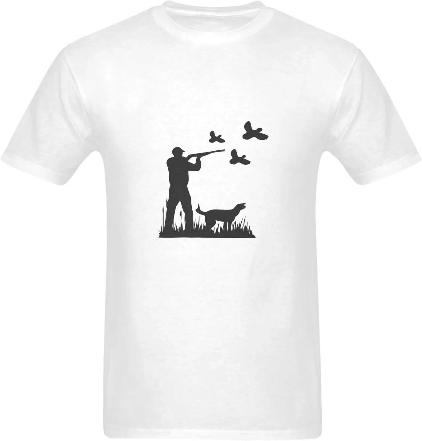 Мужская футболка с коротким рукавом и принтом силуэта охотничьей собаки и птицы
Мужская футболка с коротким рукавом и принтом силуэта охотничьей собаки и птицы