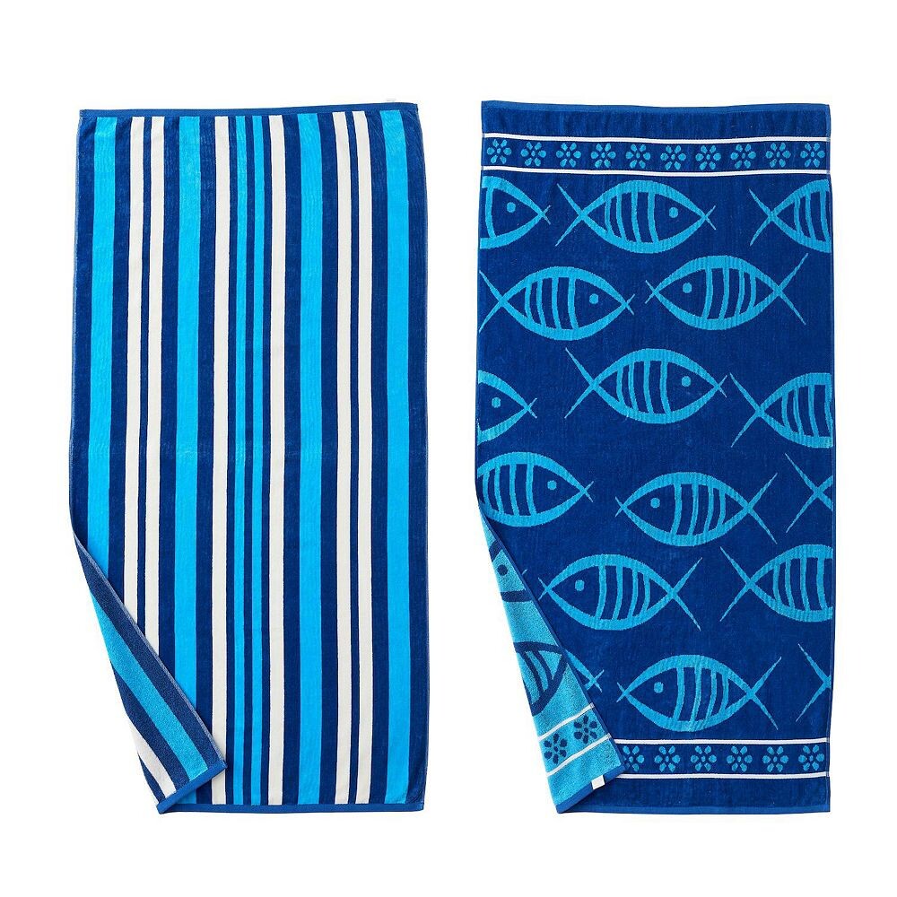 Комплект из 2 жаккардовых пляжных полотенец Madelinen в морском стиле, цвет Blue Fish & Stripe
Комплект из 2 жаккардовых пляжных полотенец Madelinen в морском стиле, цвет Blue Fish & Stripe