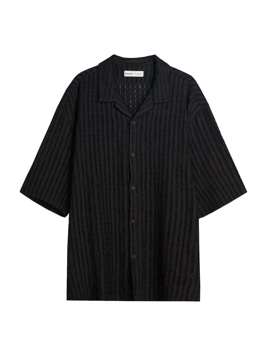 Рубашка на пуговицах Comfort fit Bershka, черный
Рубашка на пуговицах Comfort fit Bershka, черный