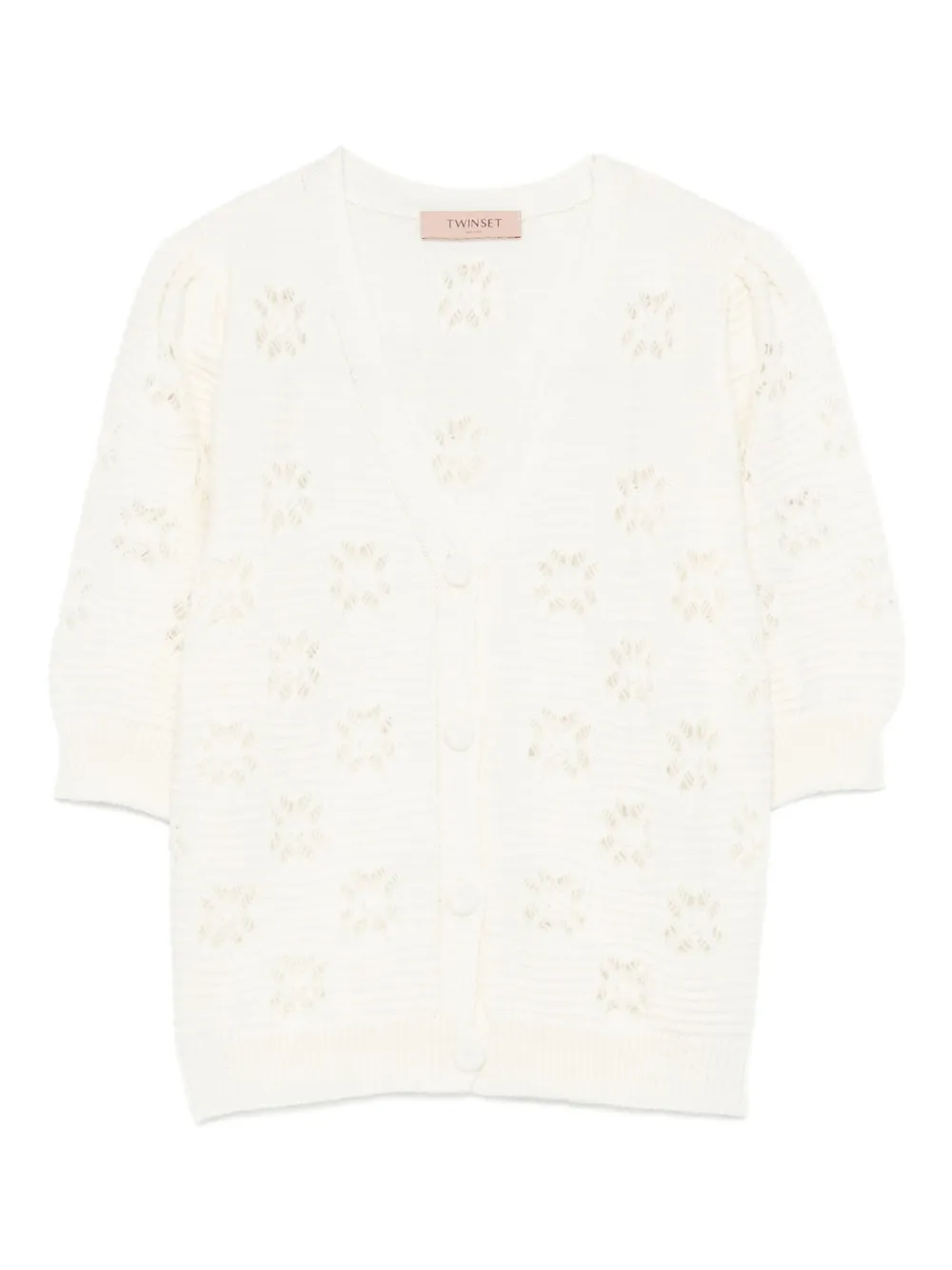 Кардиган на пуговицах с цветочным узором TWINSET, белый
Кардиган на пуговицах с цветочным узором TWINSET, белый