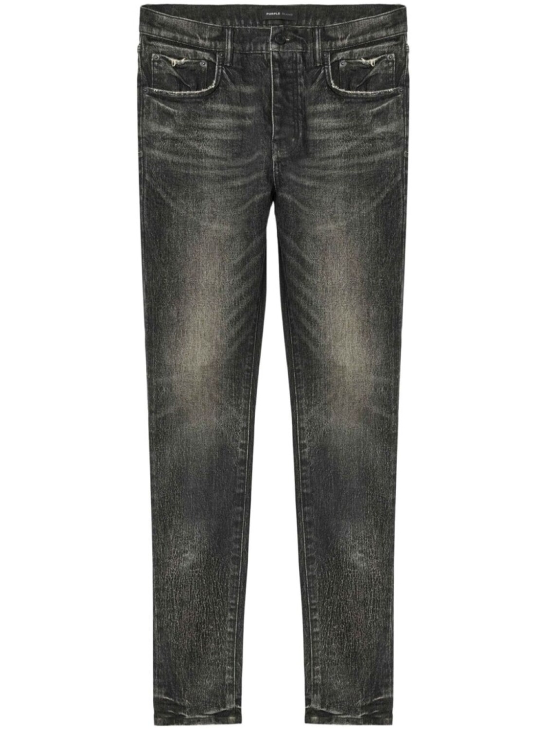 Узкие джинсы Purple Brand из потертого денима, черный 
Узкие джинсы Purple Brand из потертого денима, черный