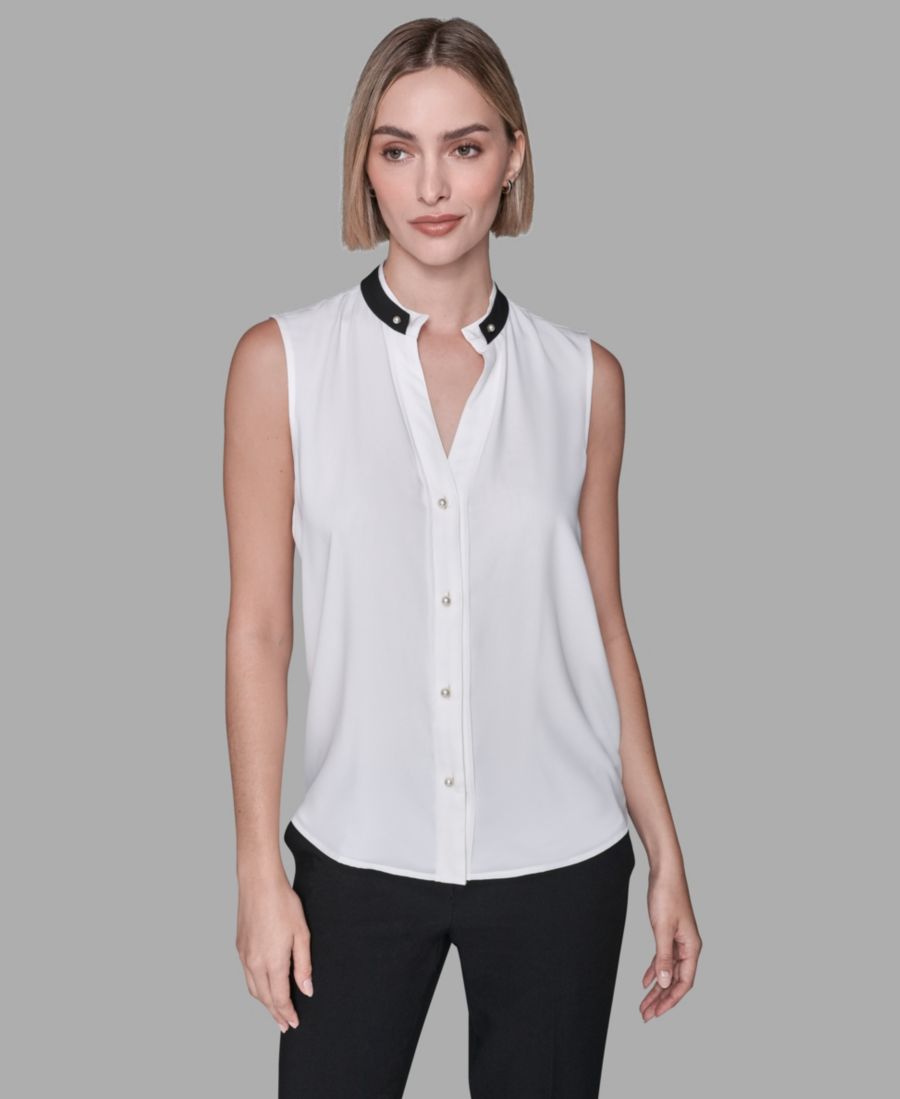 Женская блузка с V-образным вырезом и пуговицами KARL LAGERFELD PARIS, Soft White/Black
Женская блузка с V-образным вырезом и пуговицами KARL LAGERFELD PARIS, Soft White/Black