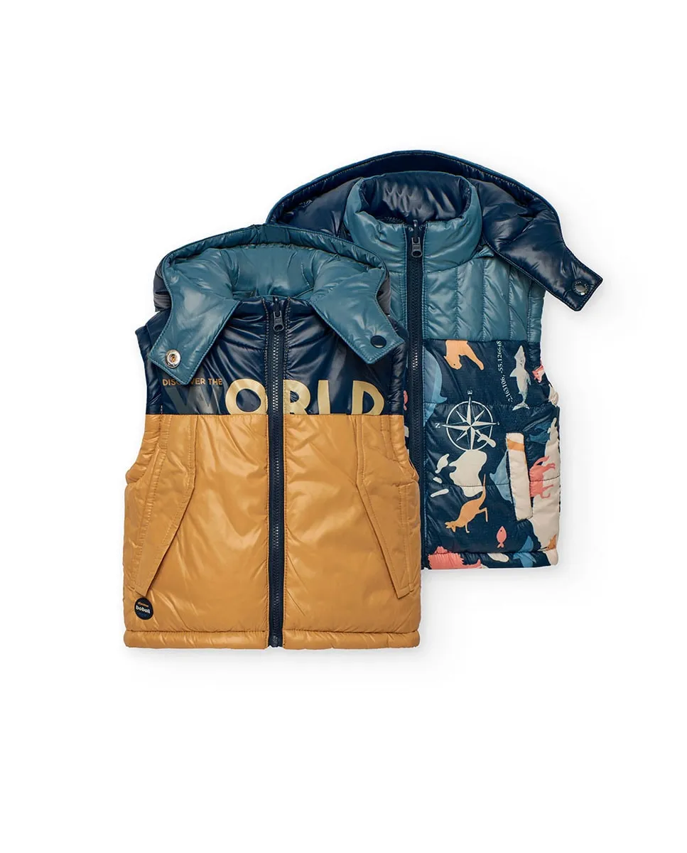 Детский двусторонний жилет со съёмным капюшоном Boboli, многоцветный
Детский двусторонний жилет со съёмным капюшоном Boboli, многоцветный
