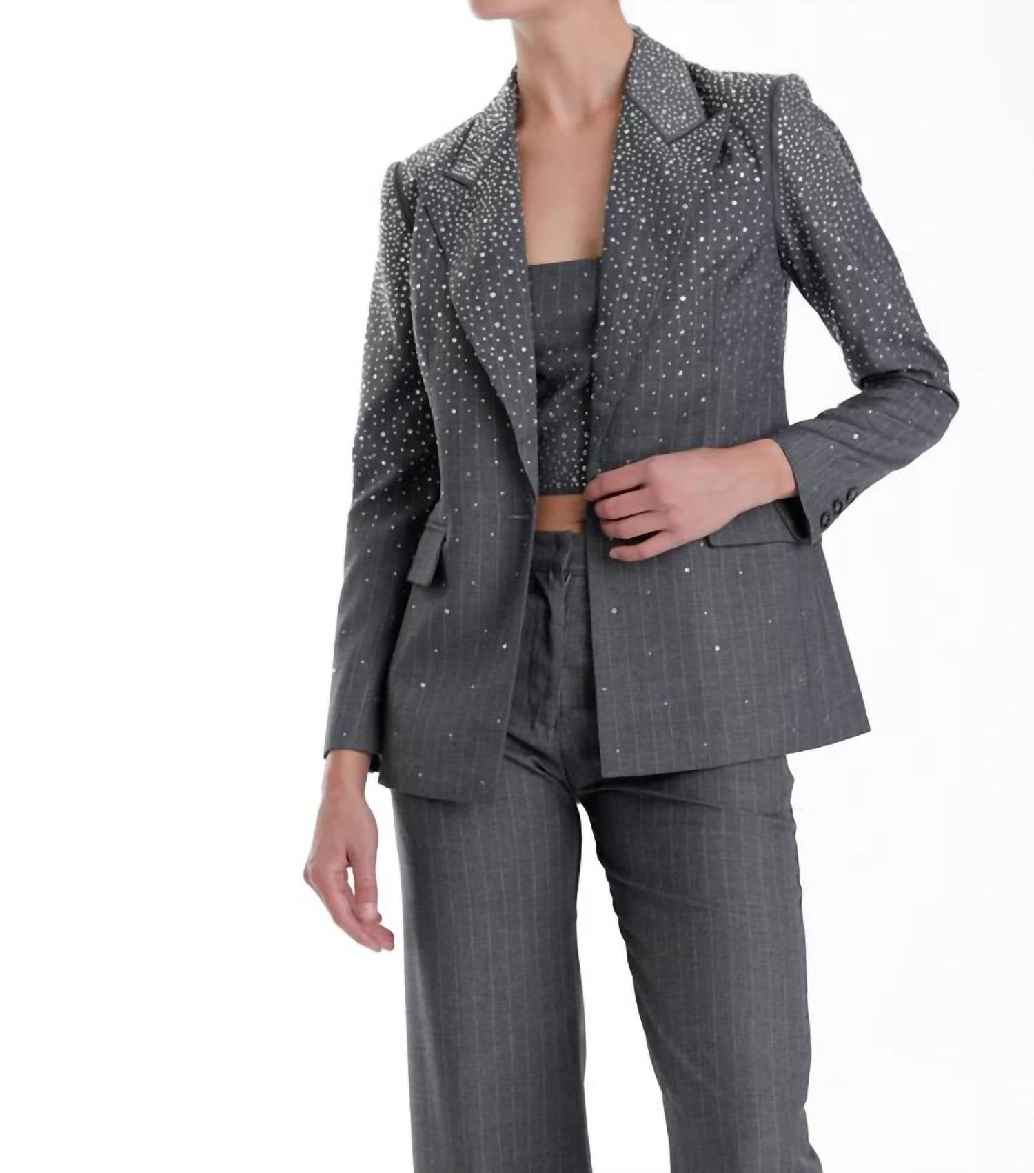 Karina Grimaldi Блейзер Zoe со стразами, дымчато-серый
Karina Grimaldi Блейзер Zoe со стразами, дымчато-серый