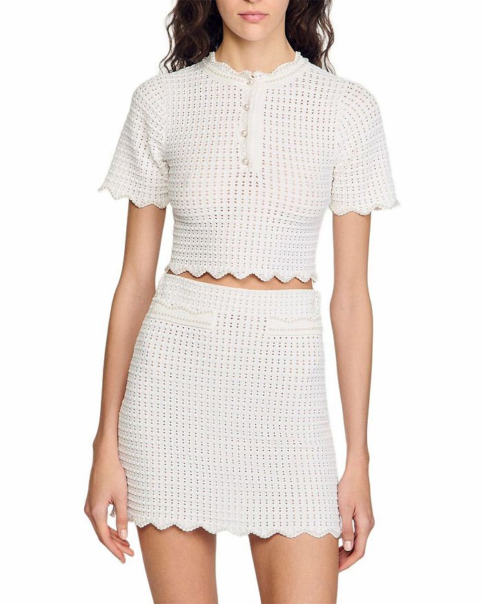 Вязаный свитер с жемчужными бусинами Sandro, белый
Вязаный свитер с жемчужными бусинами Sandro, белый