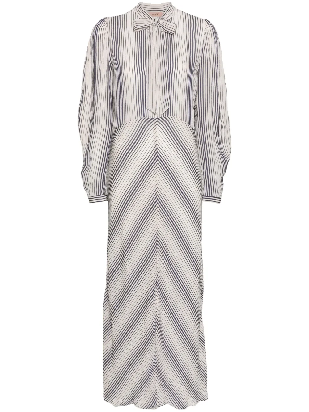 Полосатое платье-рубашка с V-образным вырезом TWINSET, нейтральный
Полосатое платье-рубашка с V-образным вырезом TWINSET, нейтральный