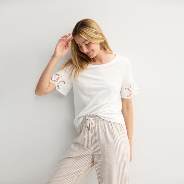 Миниатюрная футболка с люверсами и рукавами-крылышками Sonoma Goods For Life, цвет vital white
Миниатюрная футболка с люверсами и рукавами-крылышками Sonoma Goods For Life, цвет vital white