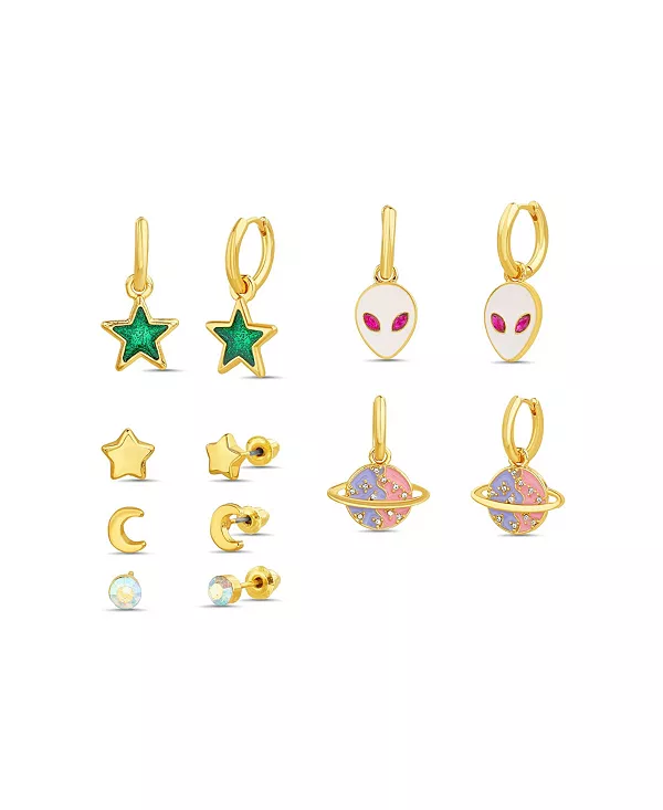 Комплект из 6 серег-гвоздиков и подвесок в виде полумесяца, звезды, инопланетянина и планеты Kensie, multi
Комплект из 6 серег-гвоздиков и подвесок в виде полумесяца, звезды, инопланетянина и планеты Kensie, multi