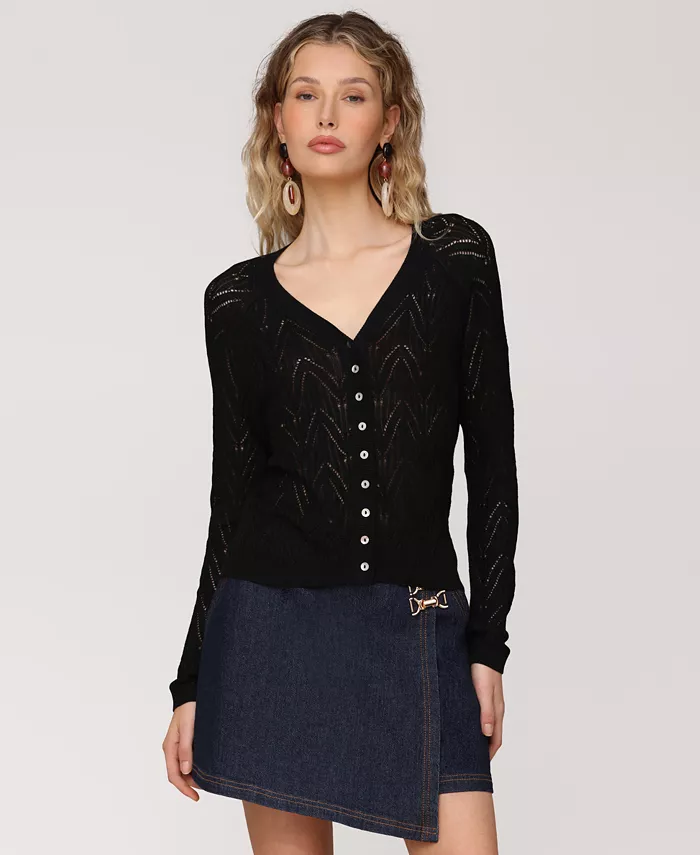 Женский кардиган ажурной вязки с V-образным вырезом Avec Les Filles, черный
Женский кардиган ажурной вязки с V-образным вырезом Avec Les Filles, черный