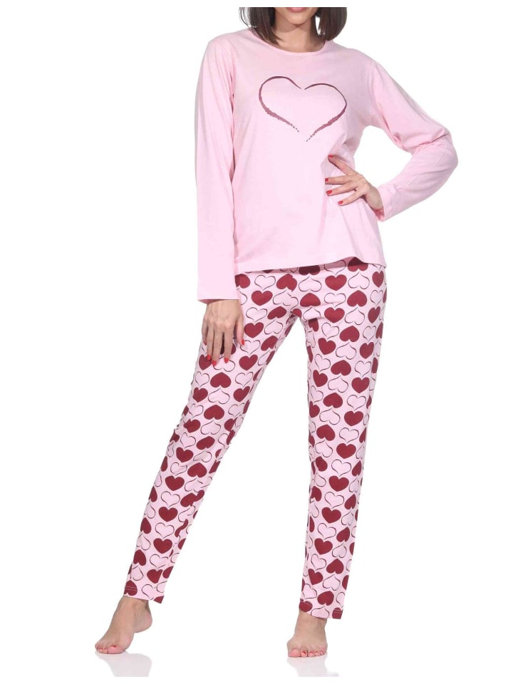 NORMANN Пижама с длинными рукавами, украшенная сердечками и горошком, розового цвета
NORMANN Пижама с длинными рукавами, украшенная сердечками и горошком, розового цвета