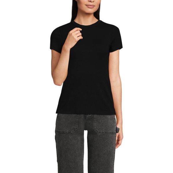 Женская драпированная облегающая мини-футболка с короткими рукавами Lands' End, черный
Женская драпированная облегающая мини-футболка с короткими рукавами Lands' End, черный