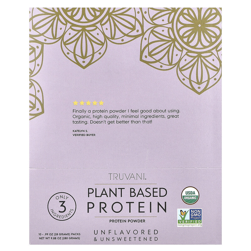 Truvani, Растительный протеин, без ароматизаторов и подсластителей, 10 пакетиков по 28 г (0,99 унции)
Truvani, Растительный протеин, без ароматизаторов и подсластителей, 10 пакетиков по 28 г (0,99 унции)