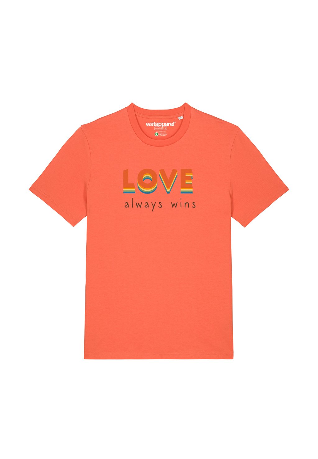 Футболка с принтом LOVE ALWAYS WINS watapparel, красный 
Футболка с принтом LOVE ALWAYS WINS watapparel, красный
