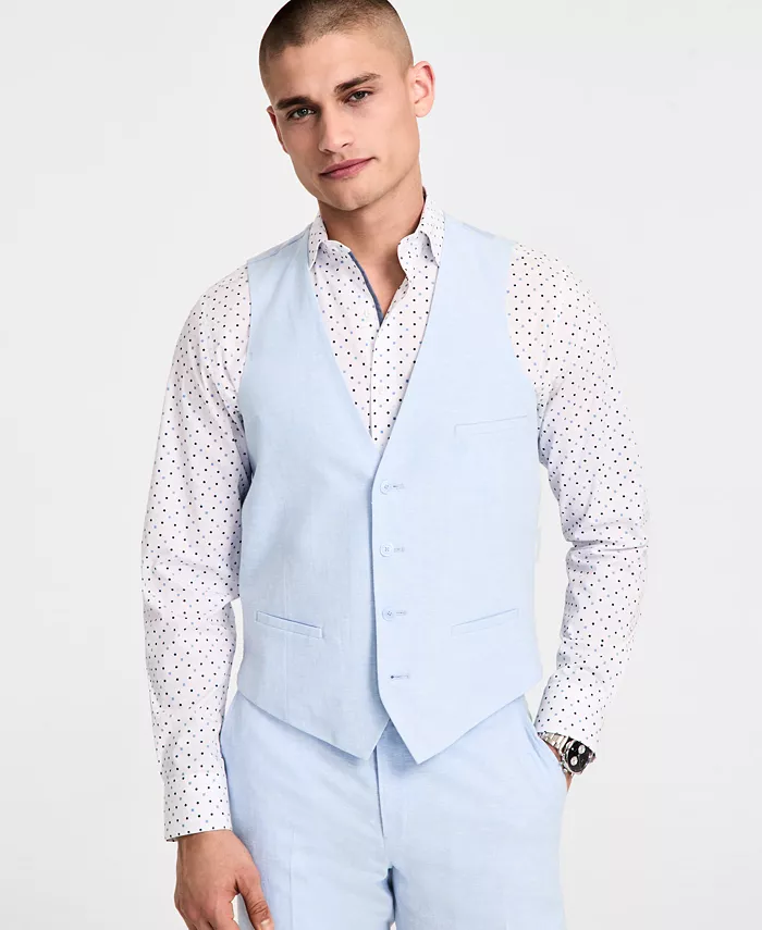 Мужской жилет из льна Slim-Fit Bar III, синий 
Мужской жилет из льна Slim-Fit Bar III, синий