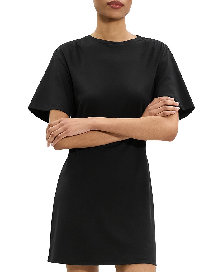 Платье с драпировкой на плечах Theory, черный 
Платье с драпировкой на плечах Theory, черный