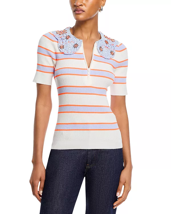 Трикотажный топ в рубчик со съемным кружевным воротником Essentiel Antwerp, мультиколор
Трикотажный топ в рубчик со съемным кружевным воротником Essentiel Antwerp, мультиколор