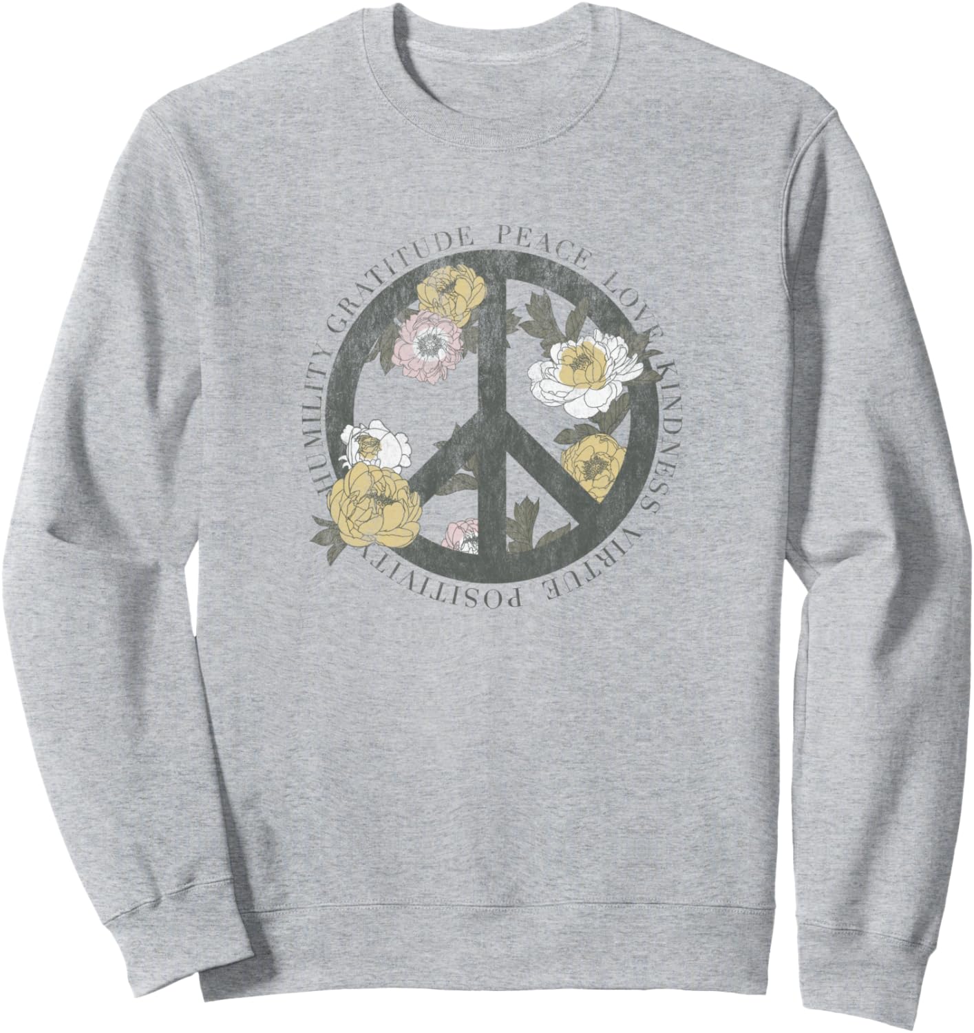Благодарность, мир, любовь, доброта, знак мира, цветочная толстовка Trendy Apparel, серый
Благодарность, мир, любовь, доброта, знак мира, цветочная толстовка Trendy Apparel, серый